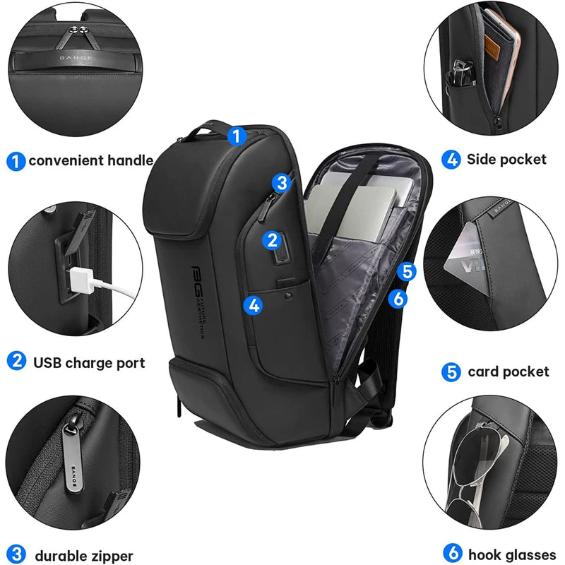 Mochila Antifurto Premium com USB – Design Moderno e Resistente para Notebook