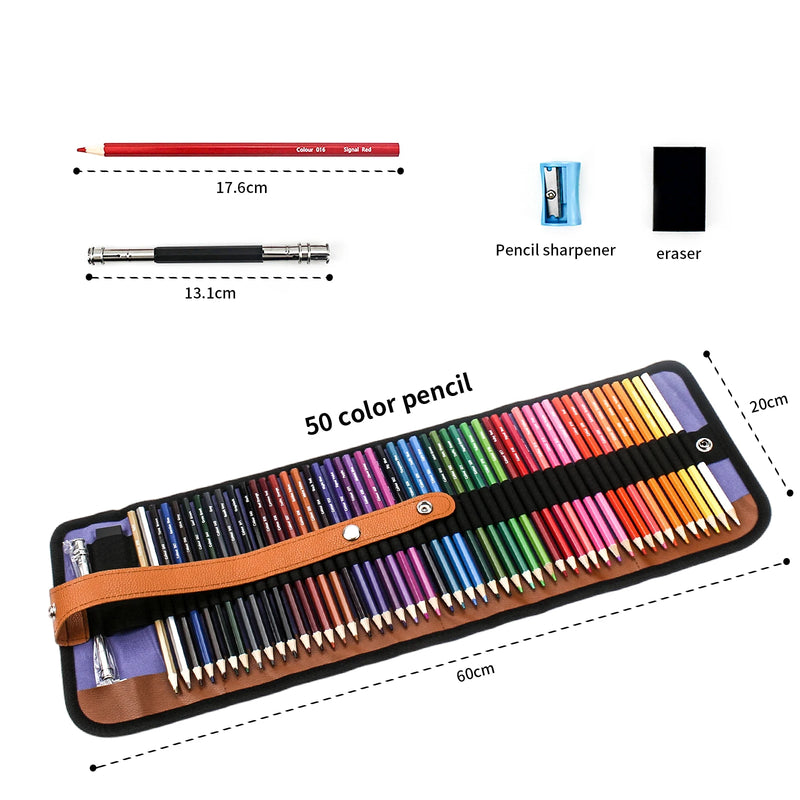 🎨 Kit Lápis de Cor Profissional com Estojo Enrolável – 72 Cores para Desenho e Arte
