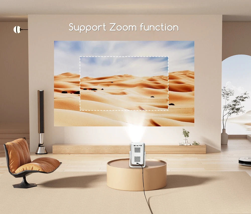 Projetor Portátil Everycom Retro 4K – 16000 Lumens, Rotação 360° e Imagem Cinematográfica