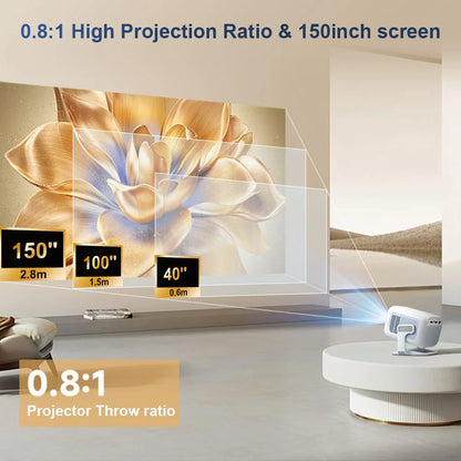Projetor Portátil 4K WiFi Full HD 1080p – Home Theater com 450 Lumens e Android TV