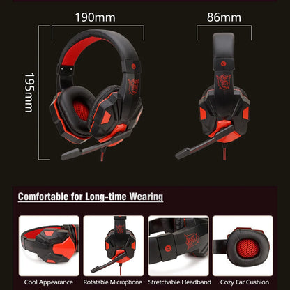 🎧 Headset Gamer Vermelho & Preto com Microfone
