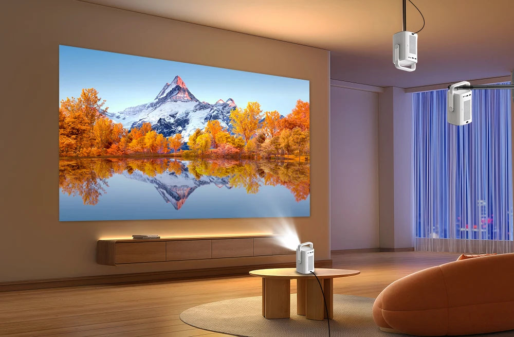 Projetor Portátil Everycom Retro 4K – 16000 Lumens, Rotação 360° e Imagem Cinematográfica