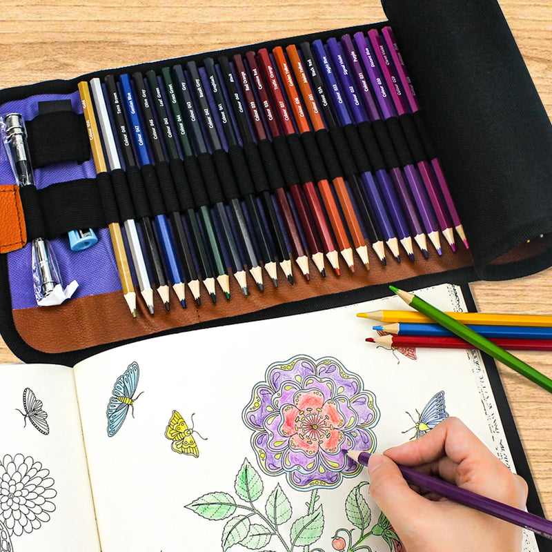 🎨 Kit Lápis de Cor Profissional com Estojo Enrolável – 72 Cores para Desenho e Arte