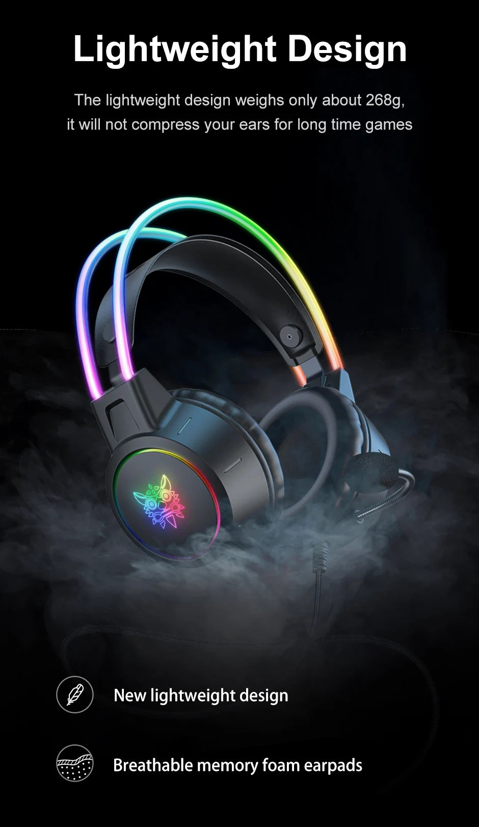 🎧 Headset Gamer ONIKUMA X15 RGB – Rosa com Orelhas de Gato