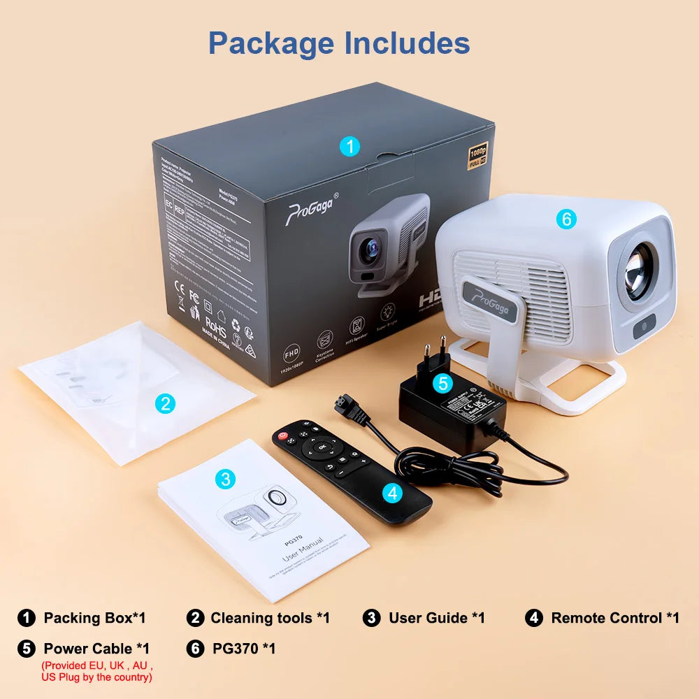 Projetor Portátil 4K WiFi Full HD 1080p – Home Theater com 450 Lumens e Android TV