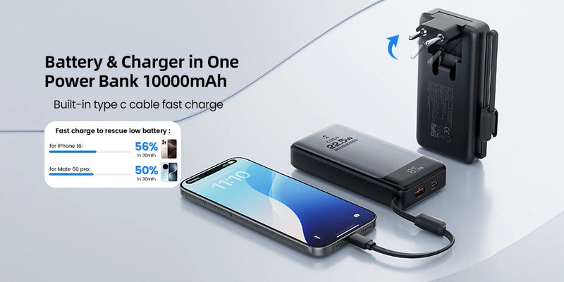 🔋 Power Bank Ultra-Slim 10.000mAh – Magnético, Fino e Elegante