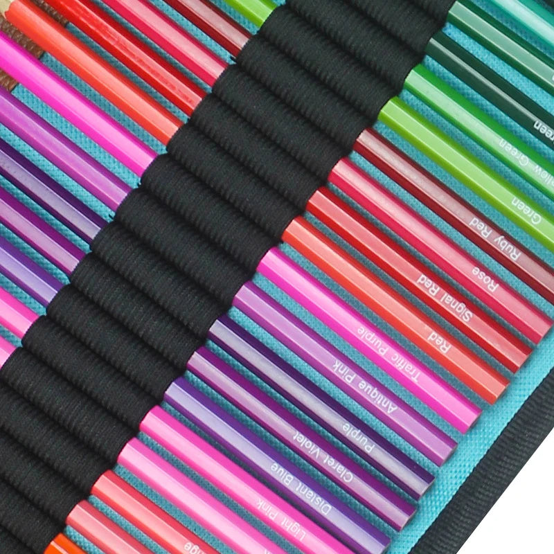 🎨 Kit Lápis de Cor Profissional com Estojo Enrolável – 72 Cores para Desenho e Arte