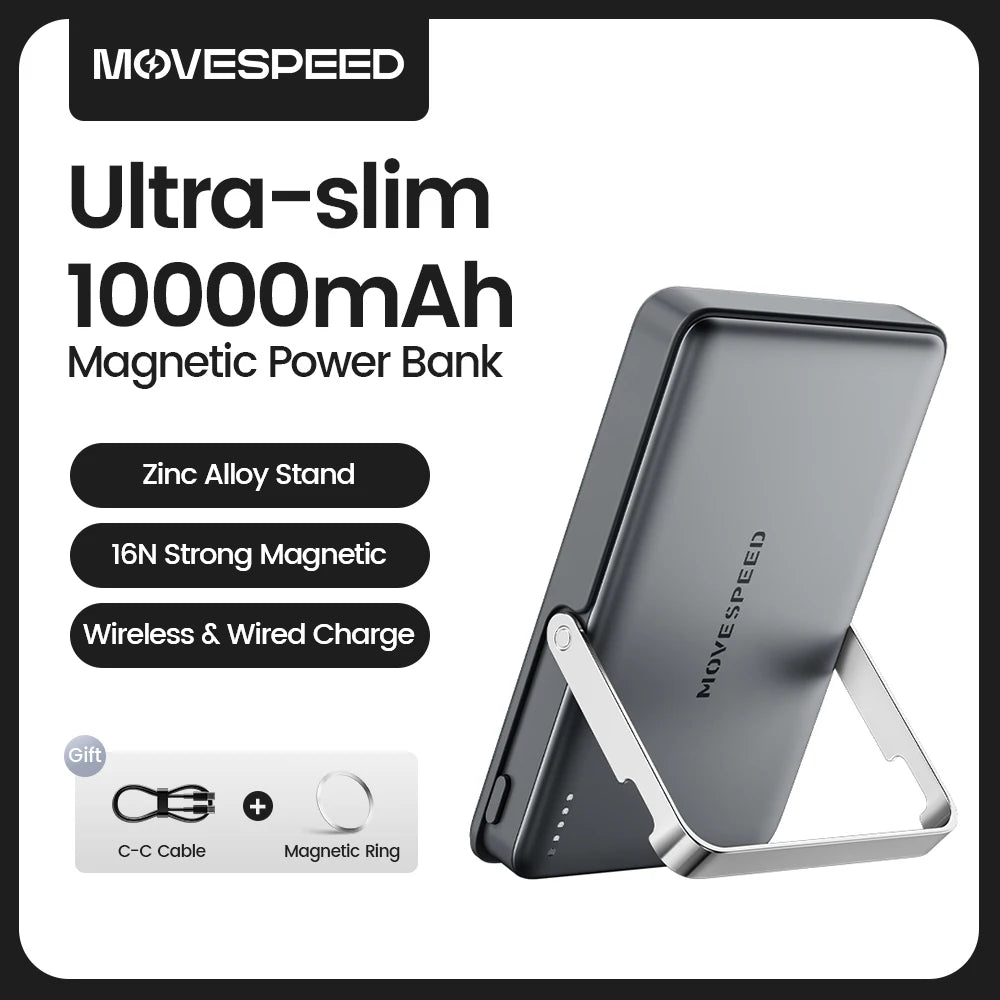 🔋 Power Bank Ultra-Slim 10.000mAh – Magnético, Fino e Elegante