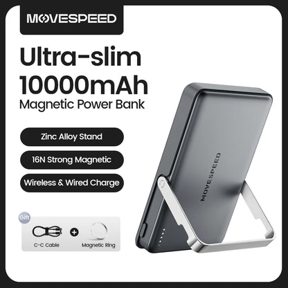 🔋 Power Bank Ultra-Slim 10.000mAh – Magnético, Fino e Elegante