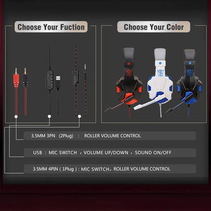 🎧 Headset Gamer Vermelho & Preto com Microfone