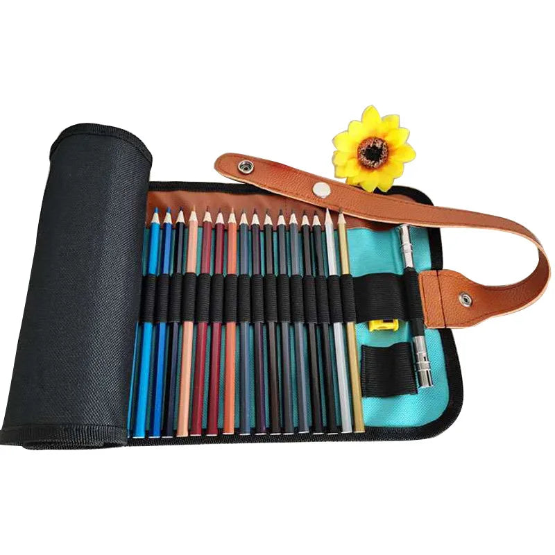 🎨 Kit Lápis de Cor Profissional com Estojo Enrolável – 72 Cores para Desenho e Arte