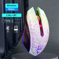 Mouse Gamer Sem Fio RGB – Bluetooth 5.2 + 2.4G, 6 Botões, LED Colorido, Silencioso e Recarregável