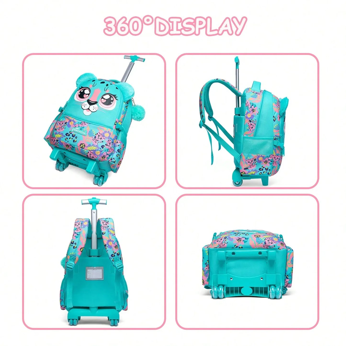 Mochila Infantil 3 em 1 com Rodinhas + Lancheira + Estojo – Colorida e Divertida