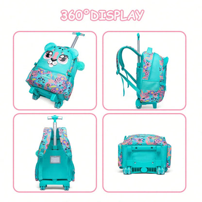 Mochila Infantil 3 em 1 com Rodinhas + Lancheira + Estojo – Colorida e Divertida