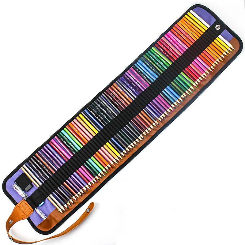 🎨 Kit Lápis de Cor Profissional com Estojo Enrolável – 72 Cores para Desenho e Arte