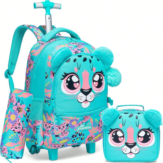 Mochila Infantil 3 em 1 com Rodinhas + Lancheira + Estojo – Colorida e Divertida