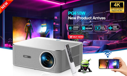 Projetor Portátil 4K WiFi Full HD 1080p – Home Theater com 450 Lumens e Android TV
