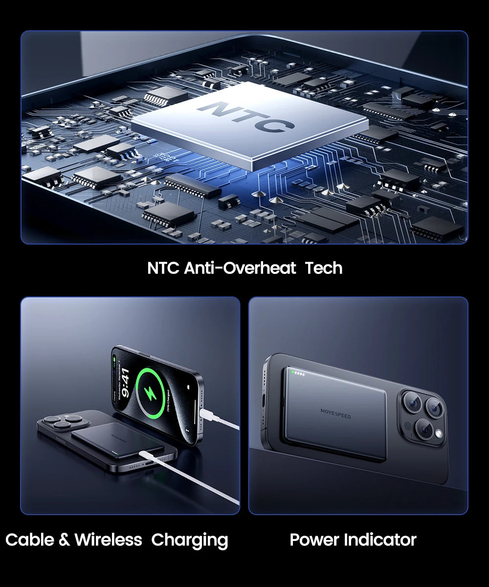 🔋 Power Bank Ultra-Slim 10.000mAh – Magnético, Fino e Elegante