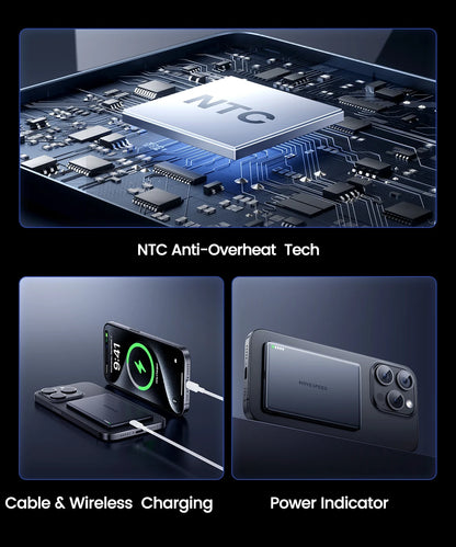 🔋 Power Bank Ultra-Slim 10.000mAh – Magnético, Fino e Elegante