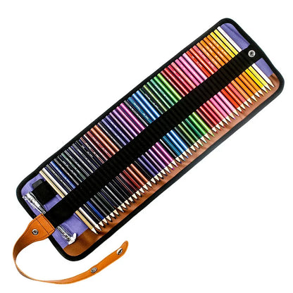 🎨 Kit Lápis de Cor Profissional com Estojo Enrolável – 72 Cores para Desenho e Arte