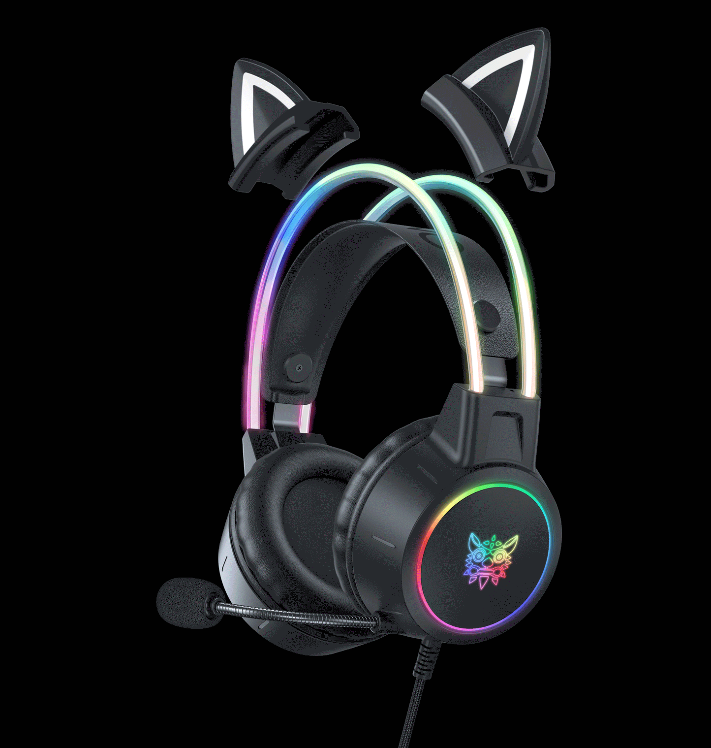 🎧 Headset Gamer ONIKUMA X15 RGB – Rosa com Orelhas de Gato