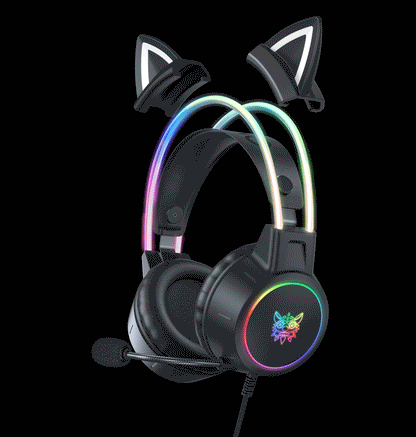 🎧 Headset Gamer ONIKUMA X15 RGB – Rosa com Orelhas de Gato