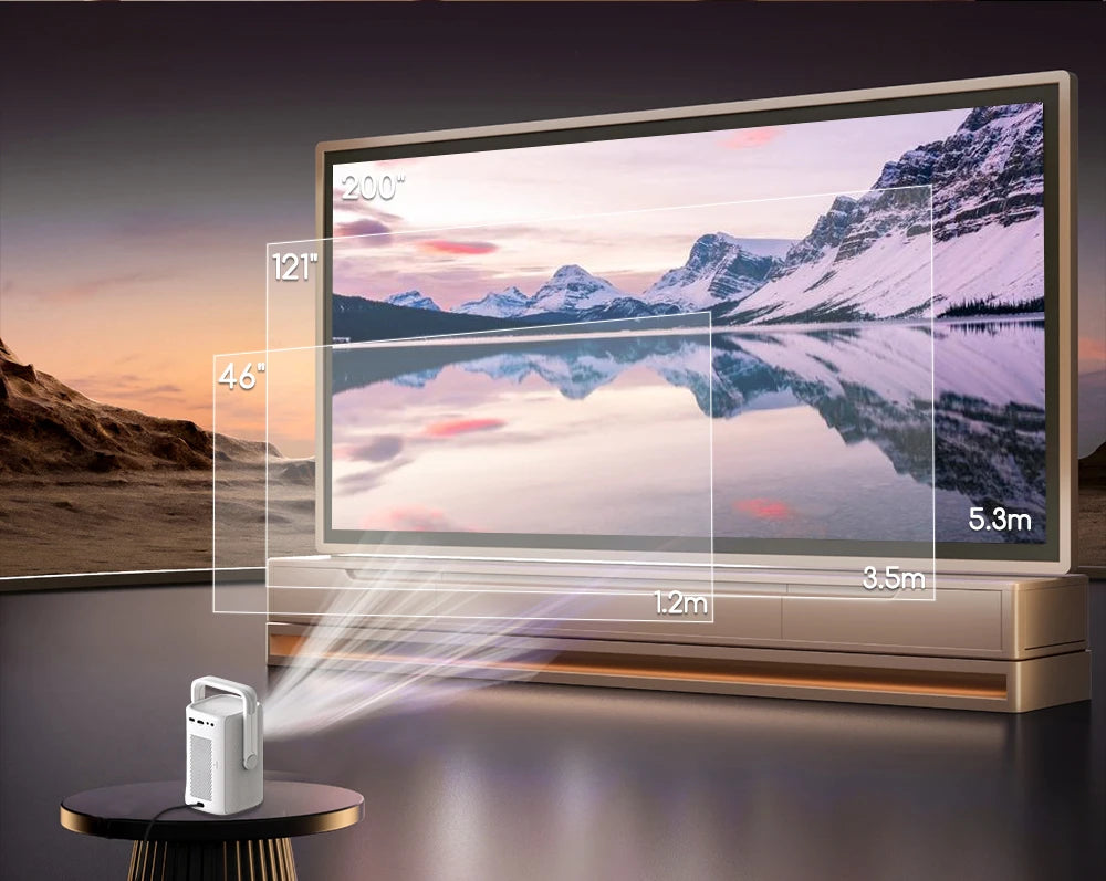 Projetor Portátil Everycom Retro 4K – 16000 Lumens, Rotação 360° e Imagem Cinematográfica