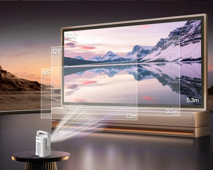 Projetor Portátil Everycom Retro 4K – 16000 Lumens, Rotação 360° e Imagem Cinematográfica