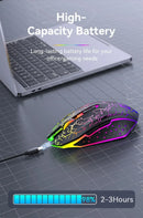 Mouse Gamer Sem Fio RGB – Bluetooth 5.2 + 2.4G, 6 Botões, LED Colorido, Silencioso e Recarregável