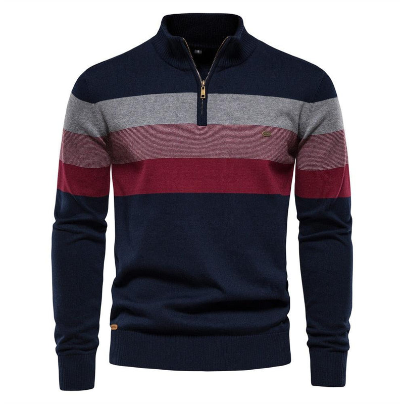 Suéter Masculino Aiopeson, Pulôver de Algodão, Casual, Zíper, Gola Fechada, Quente, Moda Inverno, Novo petra-Zoully