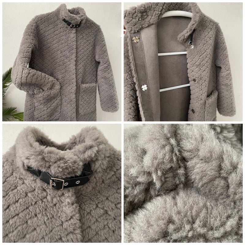 Vison Casaco de pele real feminino, roupas femininas compridas, casacos de lã 70% natural, grosso e quente, elegante e solto, tamanho grande, alta qualidade. Coleções Petra-Zoully