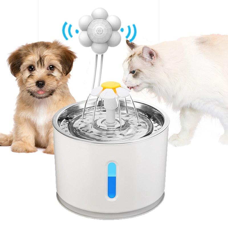 Bebedouro automático para cães de estimação com fonte de água para gatos com sensor de movimento Dispensador de água infravermelho Alimentador Iluminação LED Adaptador de energia