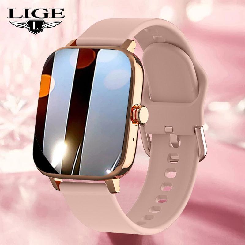 LIGE Call Smart Watch Feminino Para Android IOS À Prova D' Água Bluetooth, Relógios de Música . Relógio Pulseira Full Touch